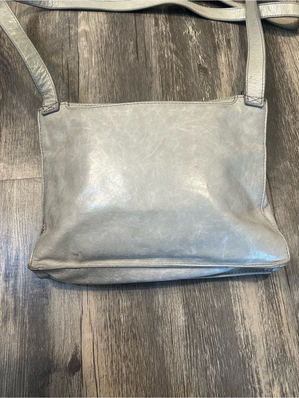 Hobo The Original Gray Embossed Leather Crossbody Bag Slim Floral Geometric - Picture 4 of 10